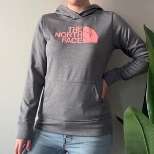 The North Face Gray and Pink Hoodie Kangaroo Pocket Long Sleeve Hood Outdoors M